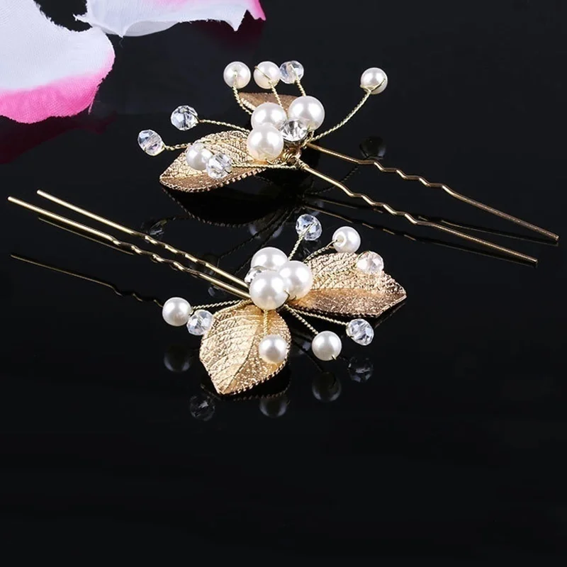 

3PCS Flower Hairpin Bride Headdress for Women Pearl Mesh U-shaoped Hair Clips Fashion Girls Wedding Hair Accessories Jewelry