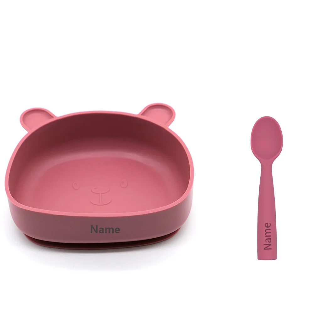 Silicone Tableware Set Waterproof and Easy to Clean Free Name Engraving Creative Gifts Customized for Babies