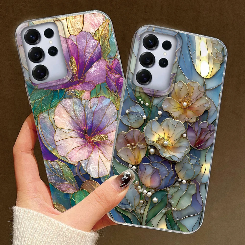 Aesthetic Vintage Purple Flower Carnation Couple Phone Case