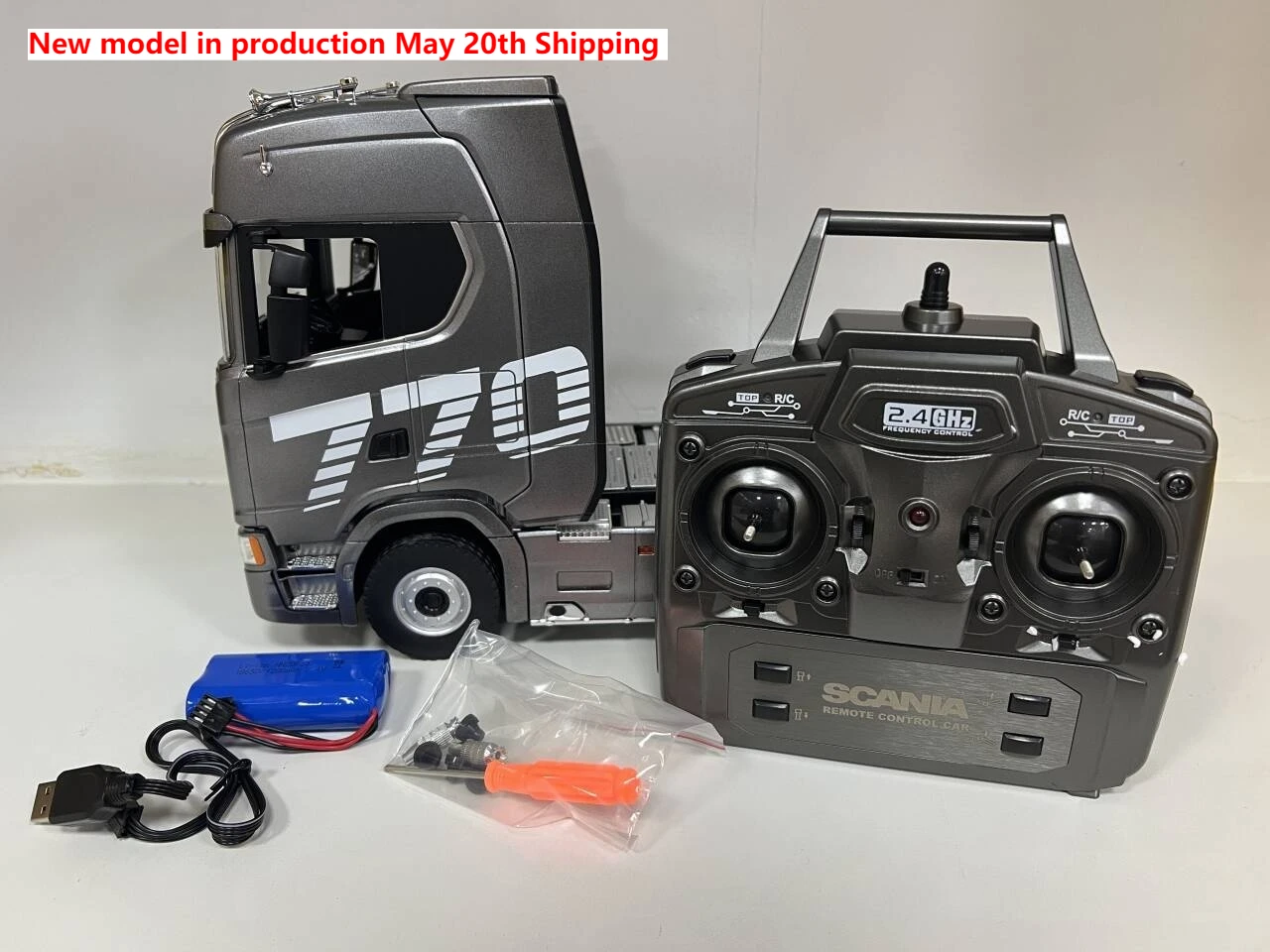 Remote control engineering car Huina Scania 770S trailer head alloy car model children's toy four-wheel drive ratio 501D 2