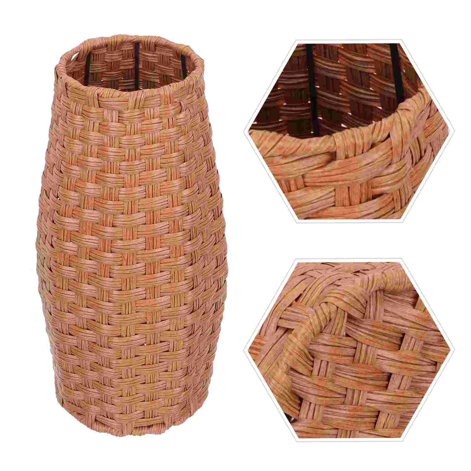 

Wicker Vase Woven Flower Basket Vintage Rattan Vase Desktop Storage Container for Home Decor Rustic Farmhouse Table Decor Brown