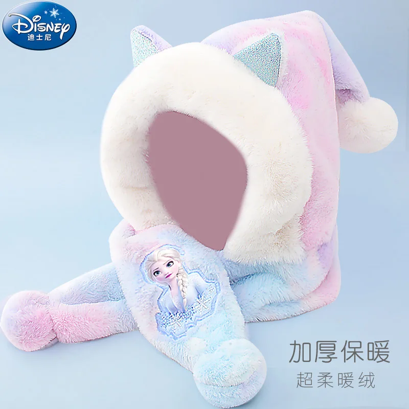 

Disney New Frozen Scarf Hat Glove For Girls Elsa Anna Children Keep Warmer Winter Outdoor Wind Proof Thick Knitted Kids Gifts