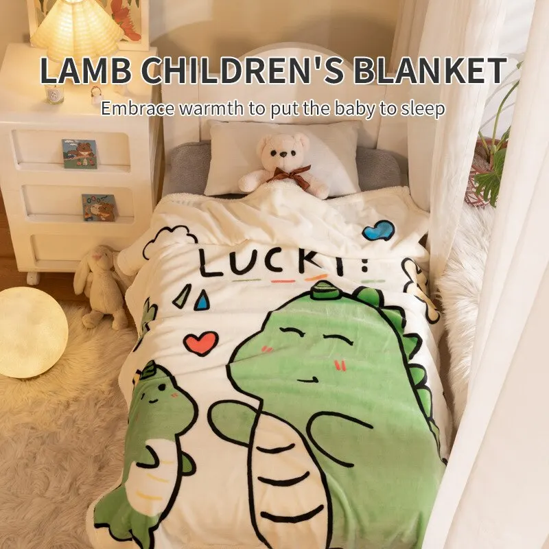 Cartoon Dinosaur Pattern Blanket Summer Nap Baby Blanket Soft And Comfortable Fabric Air Conditioning Quilt 100*104CM 1 PCS baby blanket