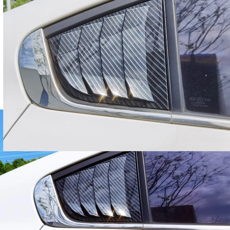 Car Rear Louver Window Side Shutter Cover Trim Sticker Vent Scoop Frame ABS Carbon Fiber Accessories For KIA Forte K3 2013-
