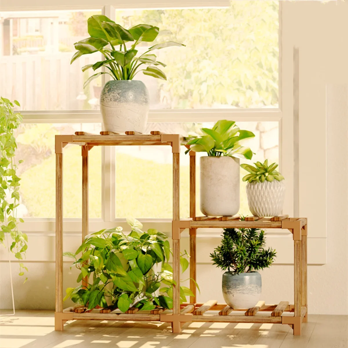 Wooden Flower Shelf 4/5-Shelves Plant Stand