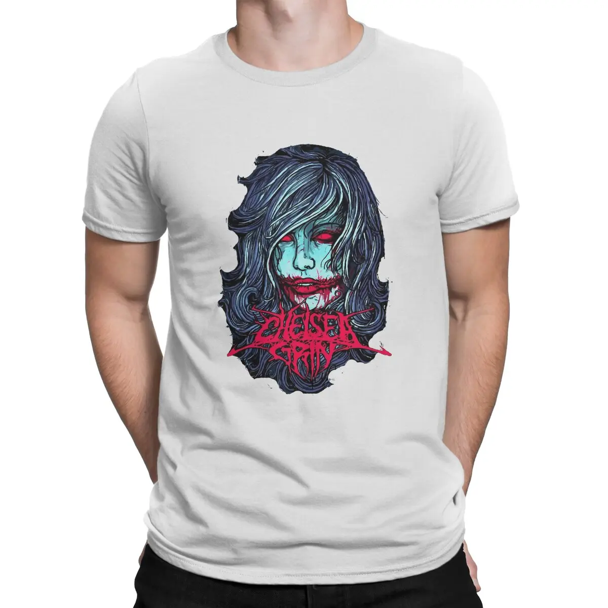 thumbnail image 1 of Camiseta de hombre "Girl Of The Blues" Chelsea Grin, algodón puro, divertida, manga corta, cuello redondo, nueva llegada., 1 of 7