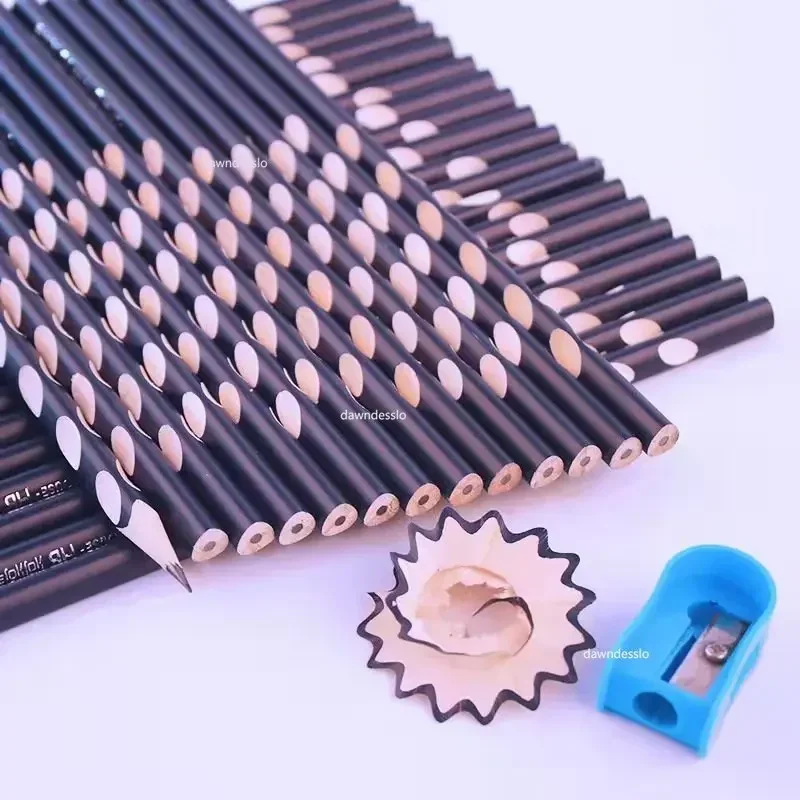 Eraser Pencil Writing Stationery Drawing Pencils Groove Triangle Wooden Pencil HB Posture Correction Pencil 10Pcs School Office Stationery Professional Exam Drawing