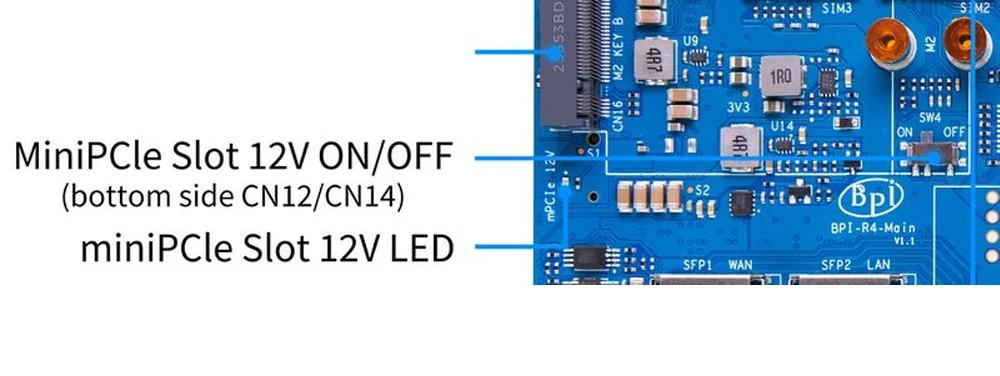 Banana Pi BPI-R4-NIC-BE14 WiFi 7 Module MediaTek MT7995AV Chipset RISC-V MCU 2 P