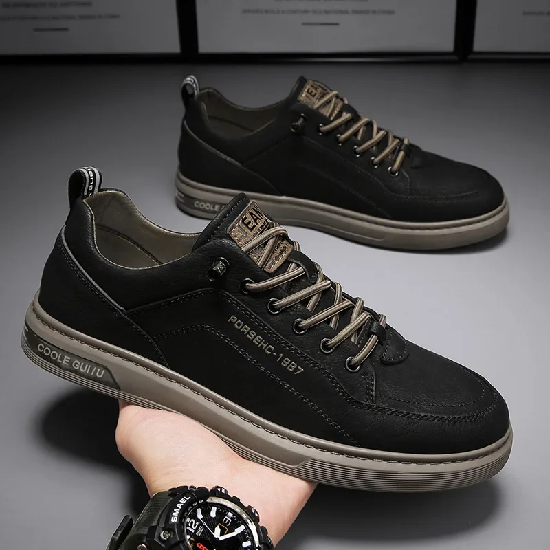 Men's Shoes 2024 New Spring Men's Casual Leather Shoes Korean Fashion All-Matching Sports Fashionable Shoes Men's Small White