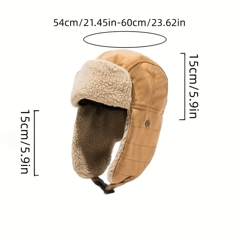 Winter Warm Motorcycle Cap Thickened Windproof Ear Flap Aviation Cap Thermal Anti-Cold Outdoor Sport Plush Lined Bomber Cap