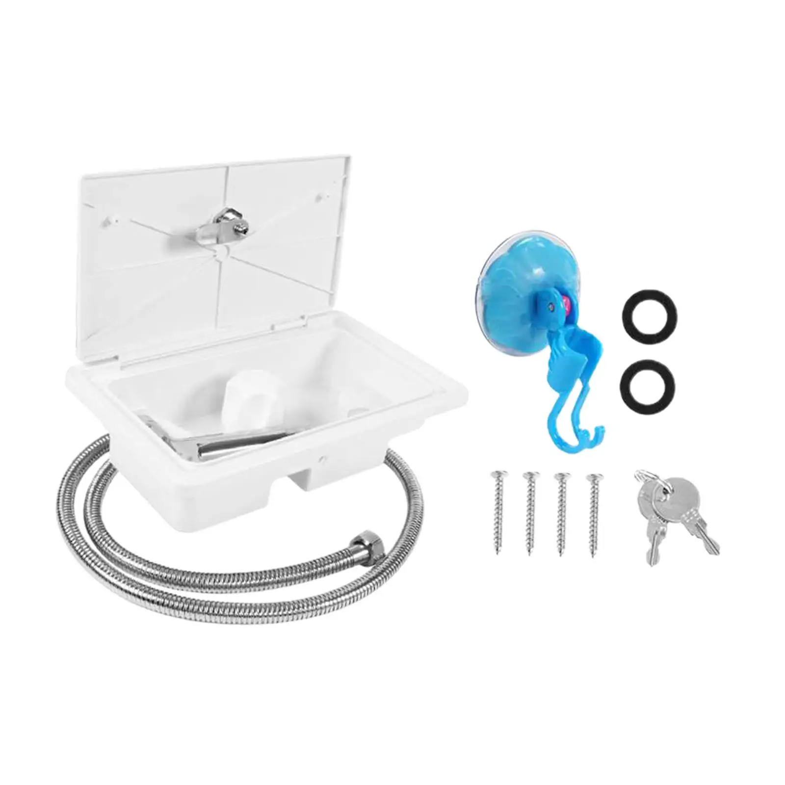 RV Exterior Shower Box Kit Shower Head RV Outdoor Shower Faucet Weatherproof for Marine RV Boat Trailers Motorhome RV Exterior Shower Box Kit Shower Head RV Outdoor Shower Faucet Weatherproof for Marine RV Boat Trailers Motorhome