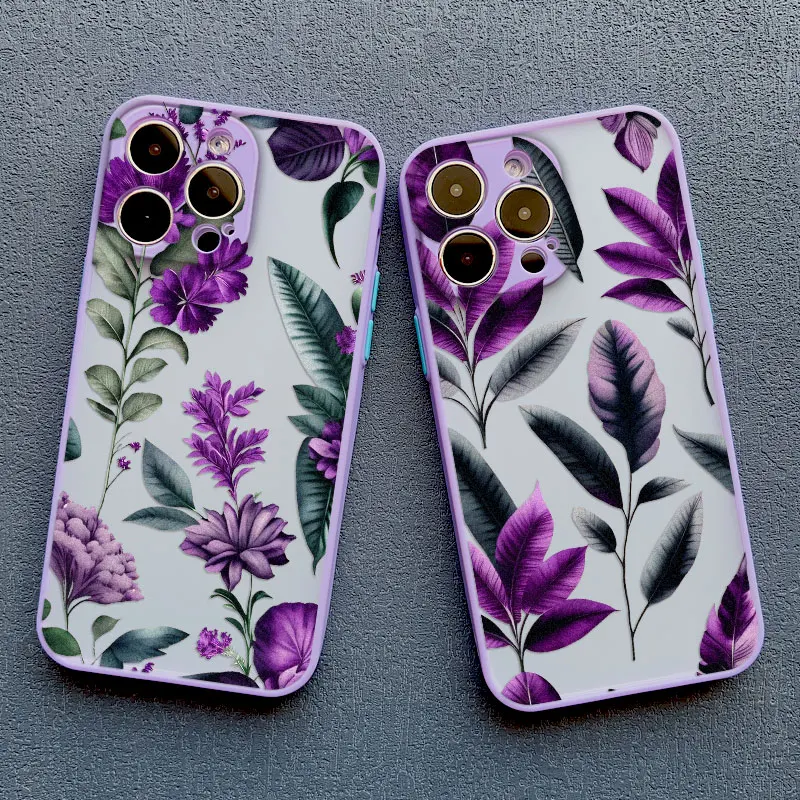 Tropical Purple Leaf Flower Shockproof Phone Case