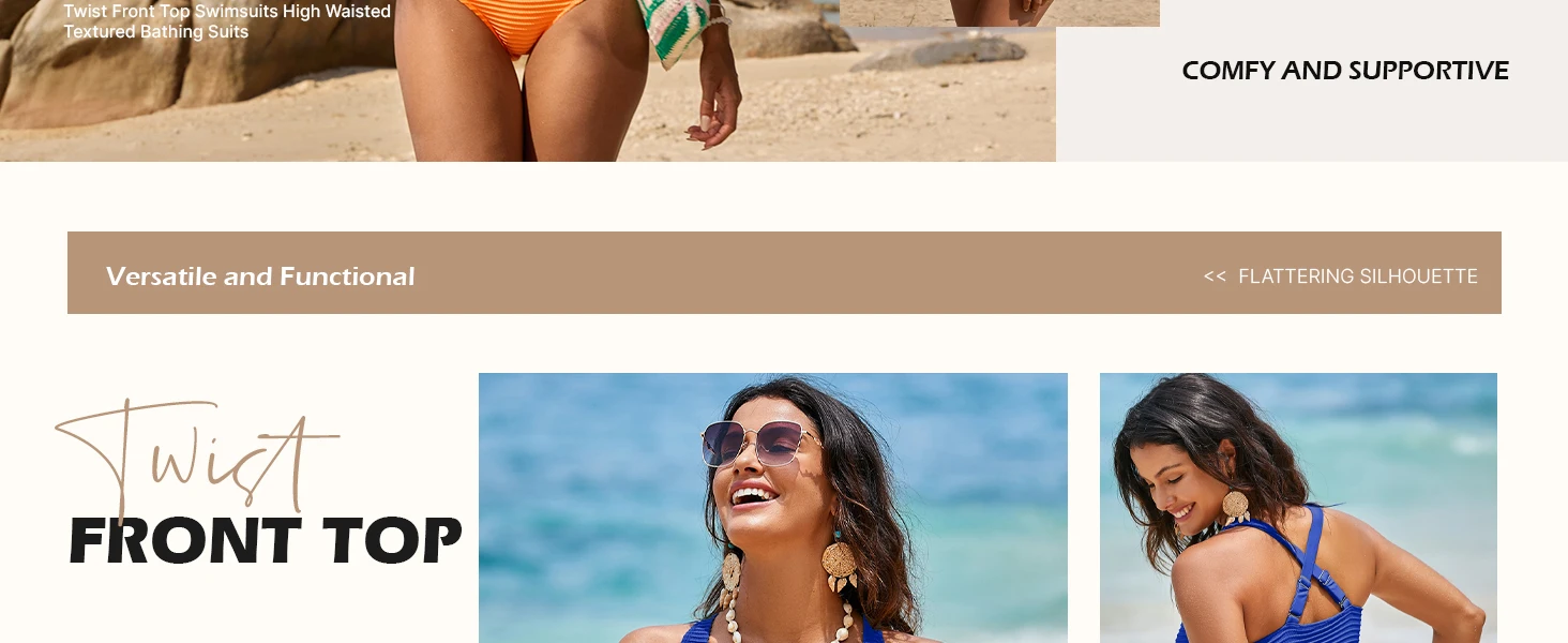 Women Twist Front Top Swimsuit