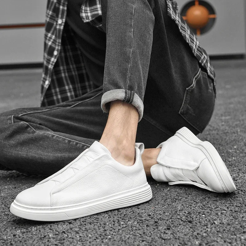 Genuine leather men's casual leather shoes Trendy minimalist versatile style Daily leisure business and office Youth adult shoes
