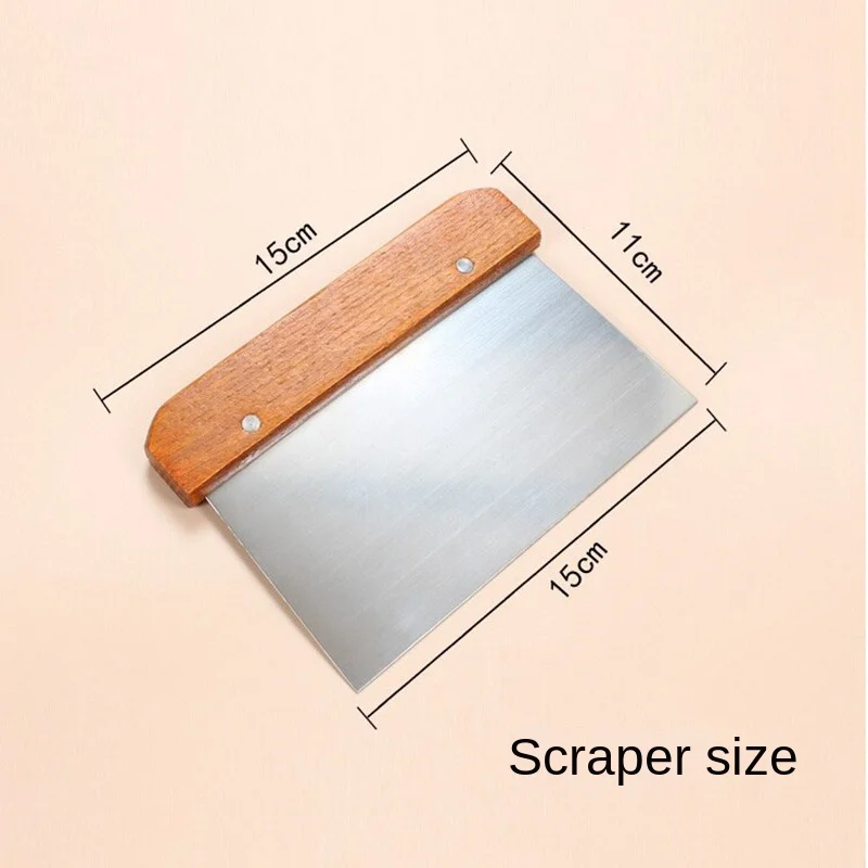 Description Picture 6 of itemwooden handle Stainless Steel Pastry Chopper Baking Pasta Spatula Pastry Dough Scraper Pastry Tools Cake Decorating Tools