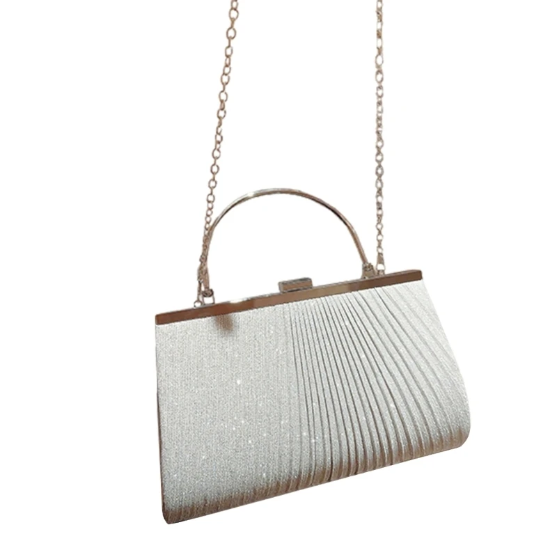 

Womens Evening Bag Glitter Pleated Shoulder Bag Fashion Clutch Purse for Party