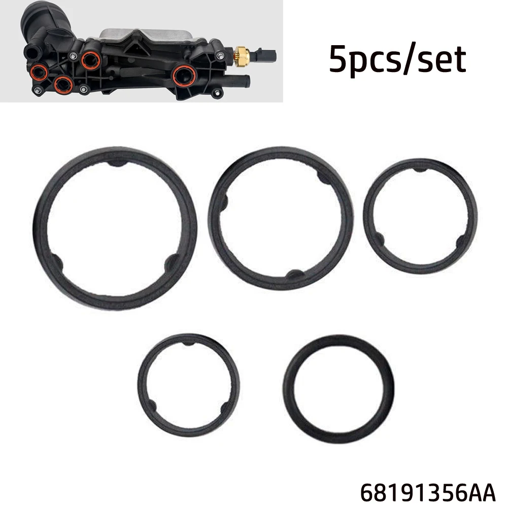 

5pcs Rubber Oil Cooler Filter Gasket 68191356AA For For Dodge For Ram For Promaster For Jeep For Cherokee Car Wear Part