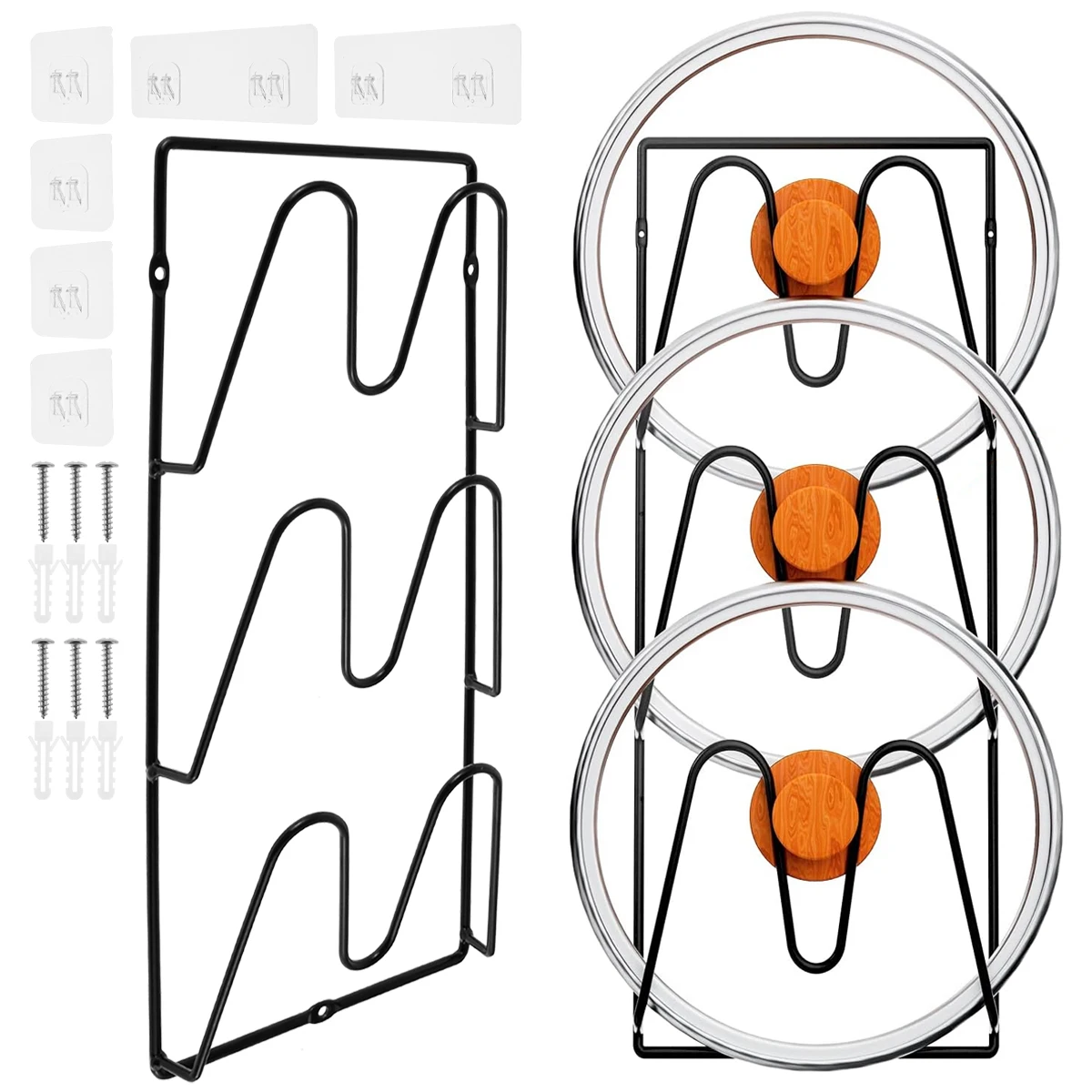 Metal Wall Mounted Pot Lid Rack Organizer