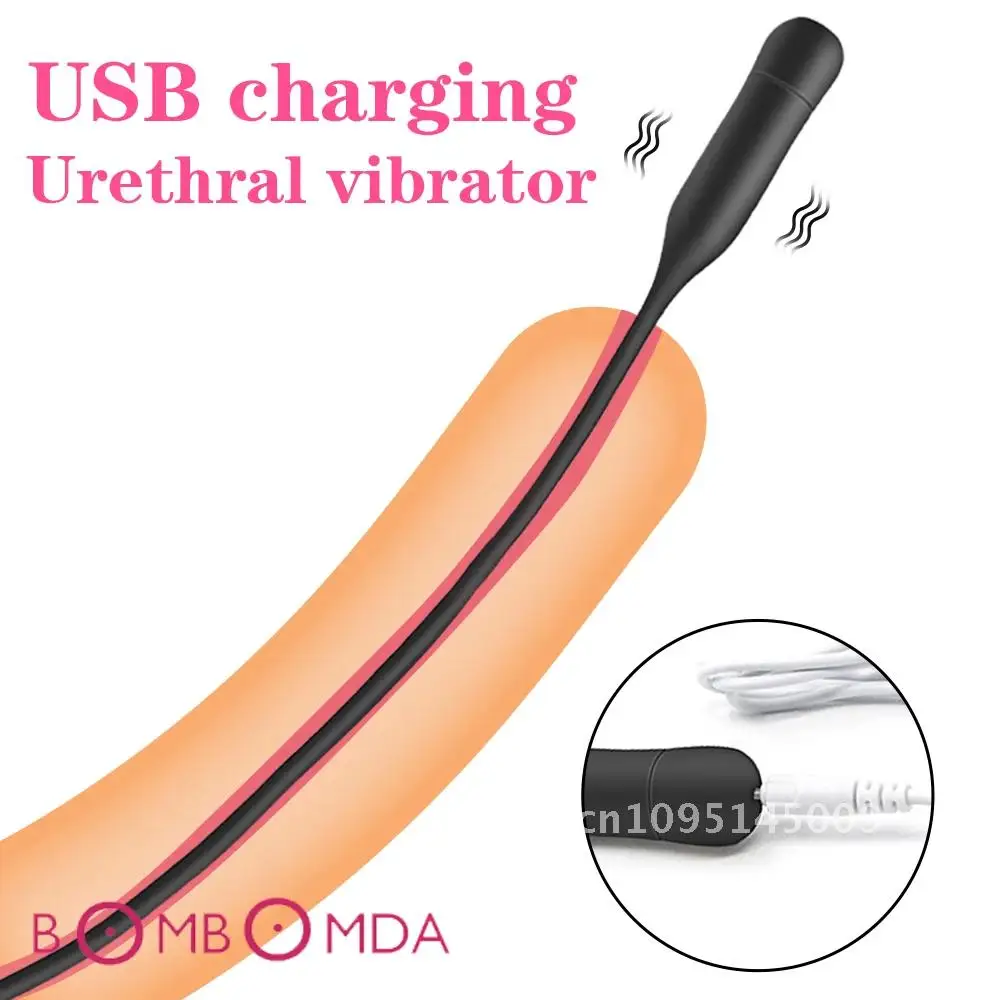 Rechargeable Penis Sounding Urethral Vibrator 10 Frequency Powerful Vibrating SM Masturbation Products Rod Plug Urethra Urethral