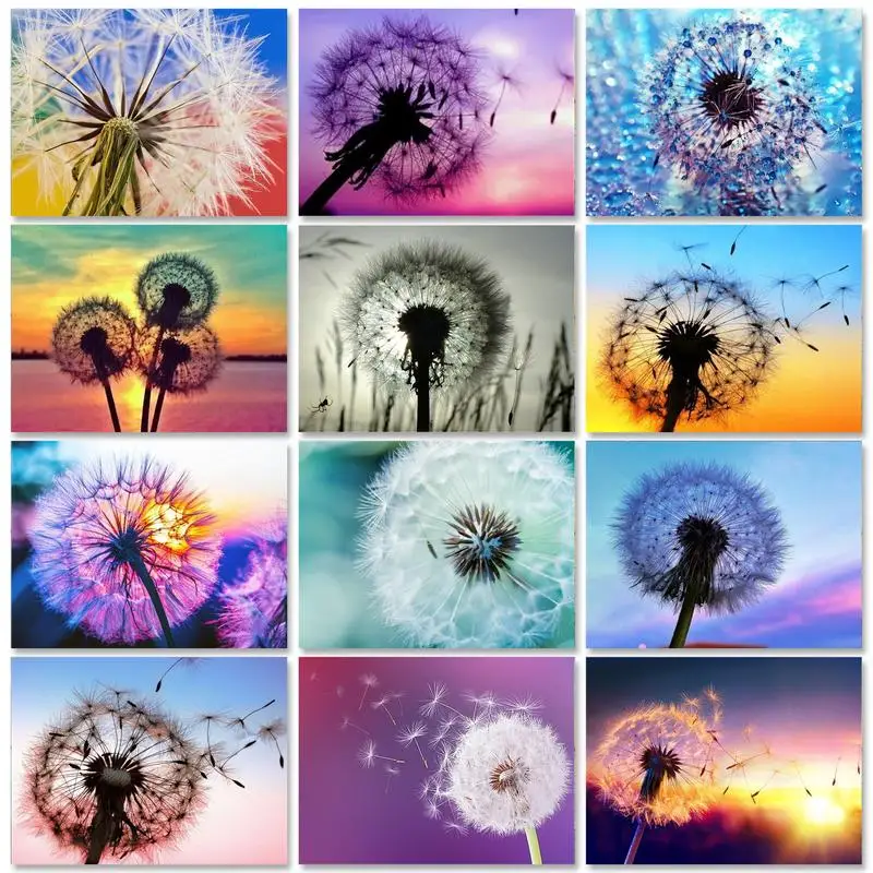 

GATYZTORY Square/Round Diamond Painting Dandelion Drill Diamond Embroidery Of Rhinestones Diamond Mosaic Home Decor