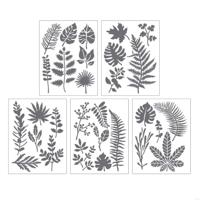 CORA 5Pcs 재사용 가능한 애완 동물 그림 템플릿 6.7x5In 나비/꽃/잎 스텐실 어린이를위한 스크랩북 저널 앨범 그리기