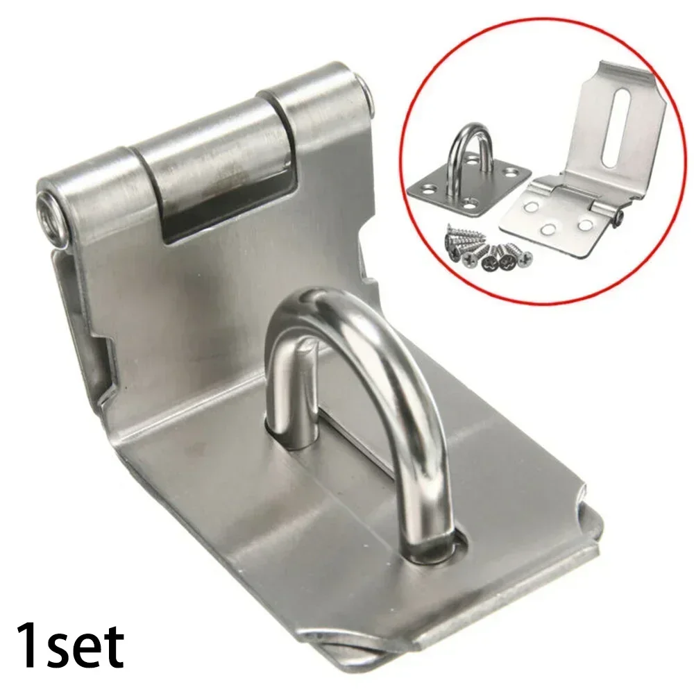 Padlock Hasp 90 Degrees Stainless Steel Hasp Gate Shed Latch Lock Home Safety Door Clasp Lock Anti-theft Plate Buckle gate door lock