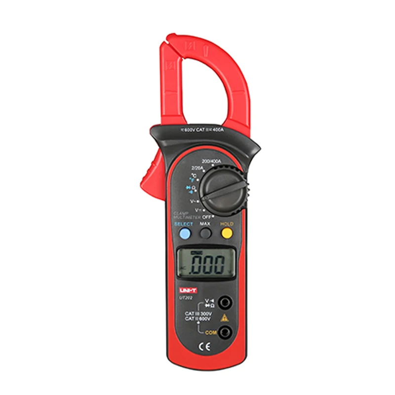 UNI-T 디지털 진정 멀티미터, 자동 범위 낮은 배터리 표시, C/F 온도계, UT202 400A-600A