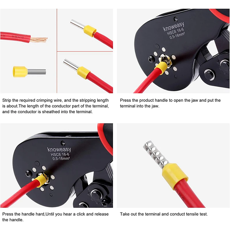 Ferrule Crimping Tool HSC816-6 0.08-16mm&sup2;/30-5AWG Tubular Terminal Mini Crimper Pliers Large Size Terminals Electrical Clamp crimping tool crimping tools crimping tool set