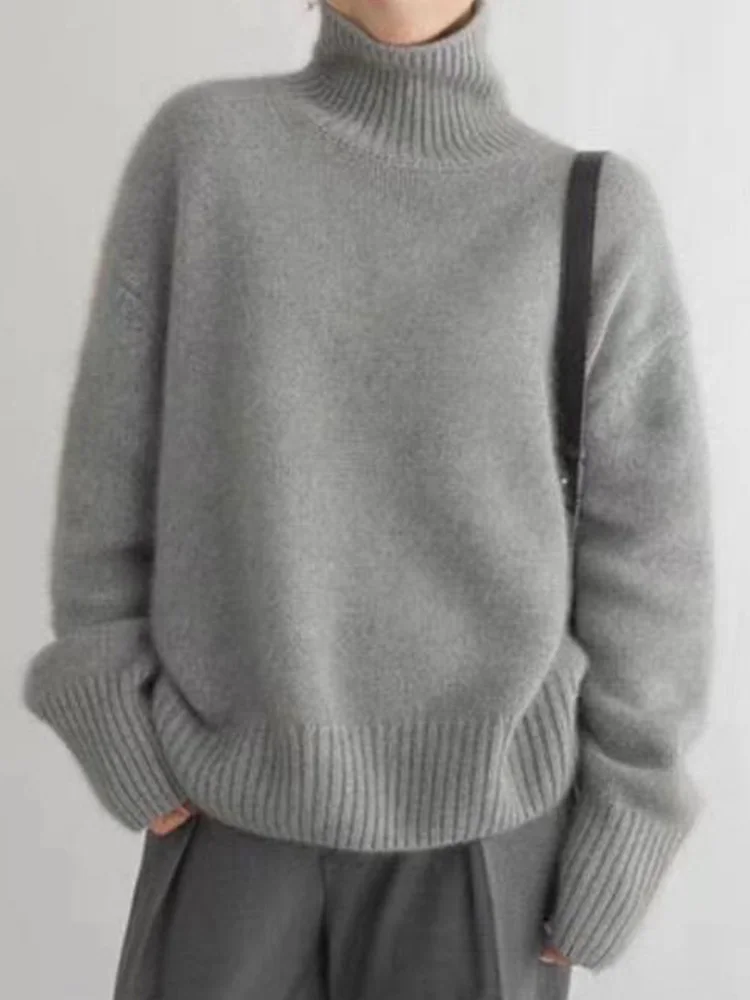 

Pullover Female All-match Winter Casual Loose Thick Sweaters Korean Cashmere Blend Sweater Women Turtleneck Knitted