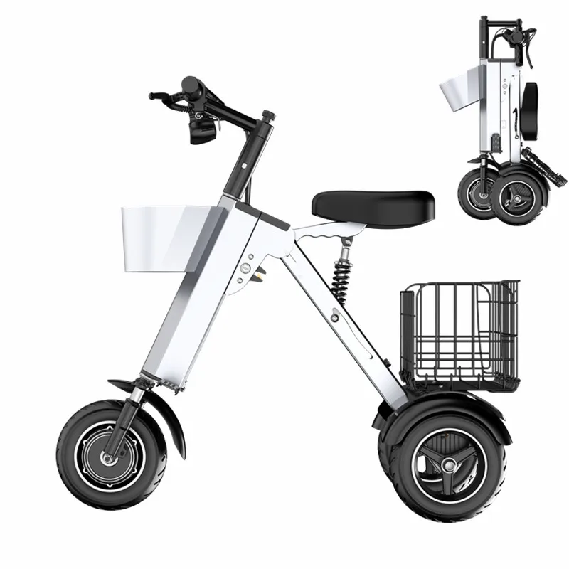 10 Inch Foldable Electric Tricycle For Adults 36V Mini Electric Scooter Bike Portable 3 Wheels E-Bike With Reverse Function germany warehouse 350w 36v m365 e scooter 8 5 inch 2 tires foldable electric scooter for adults