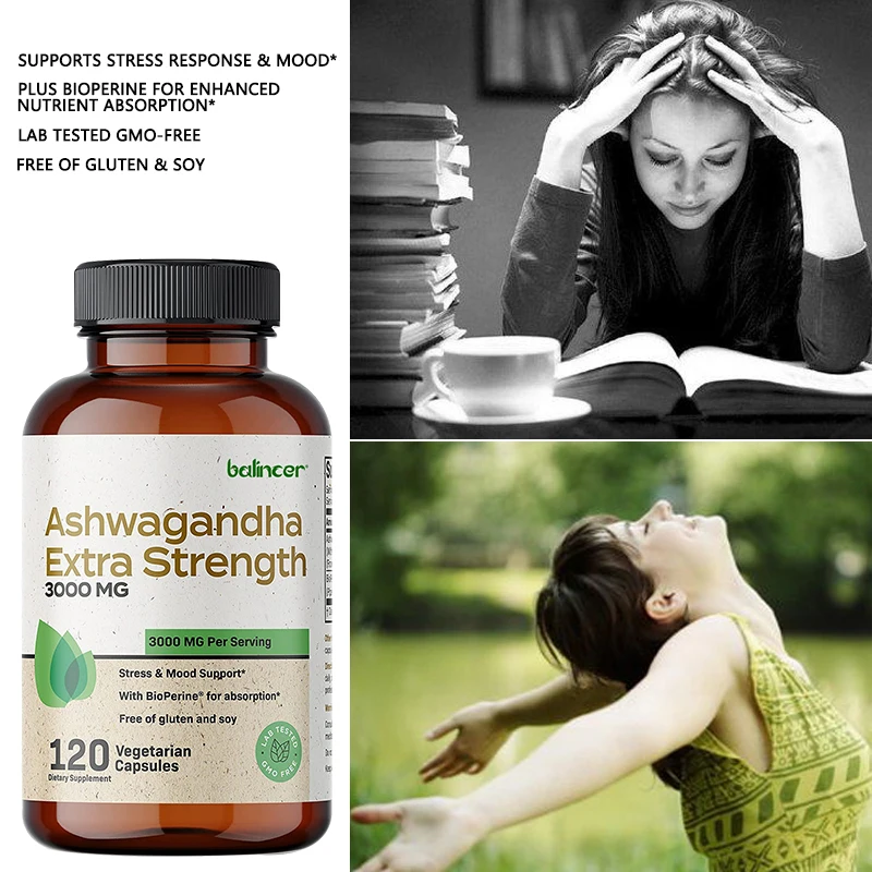 

Ashwagandha Capsules-Stress Relief Formula Mood Support Stress Focus and Energy Support Supplement Mood Adrenal Cortisol Support