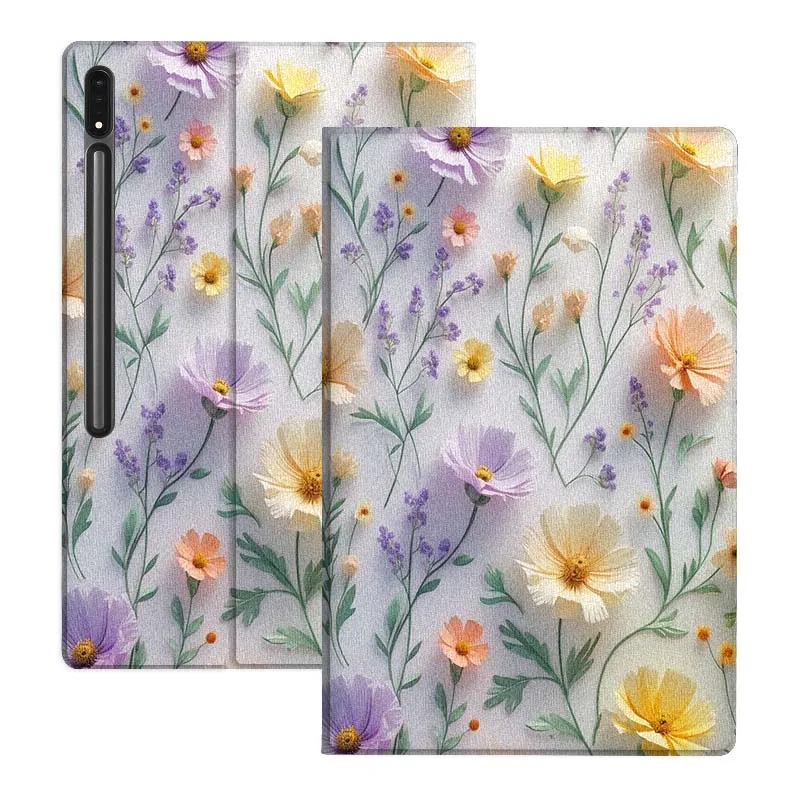 Cartoon Purple Flowers Soft Tablet Case