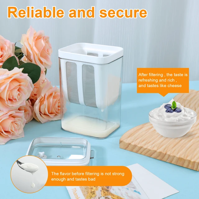 Colino Per Yogurt Greco - Filtro In Acciaio Inox Con Coperchio, Capacit&agrave; 1100 Ml