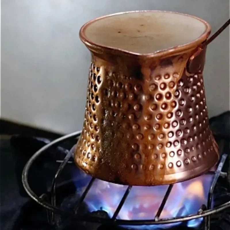 Turkish Coffee Pot Hand Hammered Copper Drip Coffee Maker Cezve Ibrik Milk Thermos Cup Mocha Pot Brass Handle Coffee Accessories