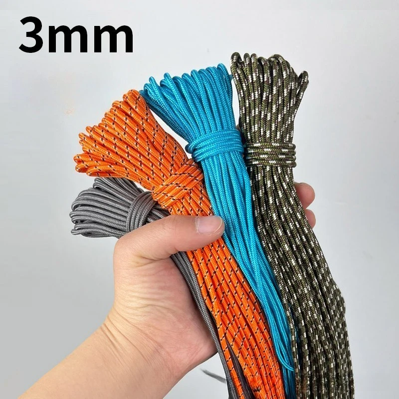 12가지 색상 3mm 우산끈 DIY 다기능 우산끈 팔찌 목걸이 우산끈 키체인 포함 직조 펜던트