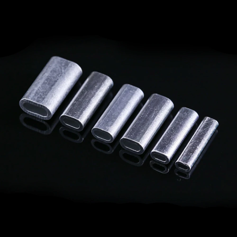 50/100PCS Single Aluminum Flat Tubes Fishing Wire & Leader Fix Crimps  Saltwater Fishing Rigging Connector Accessories 1.0-1.4mm