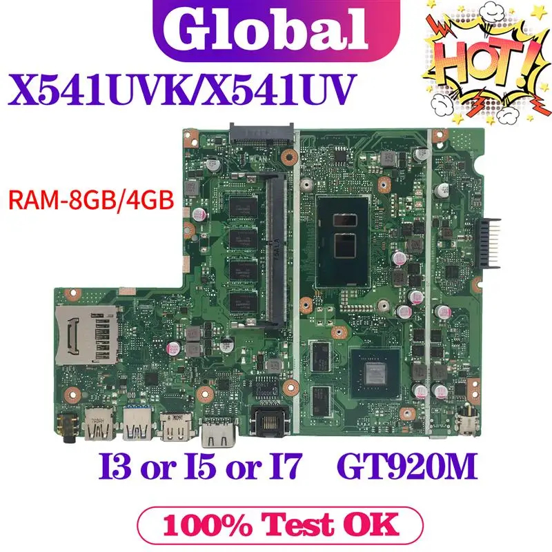 

Новая материнская плата X541UV для ноутбука ASUS X541UJ X541UVK X541U F541U A541U, материнская плата I3 I5 I7 CPU GT920M, 4 ГБ/8 ГБ-ОЗУ, основная плата