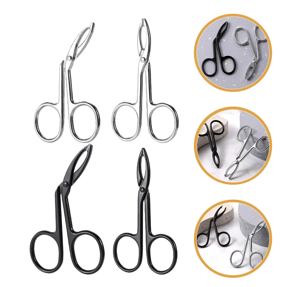 

4 pcs Stainless Steel Trimming Eyebrow Scissor Shaping Eyebrow Tweezers Portable Eyebrow Tweezers for Women