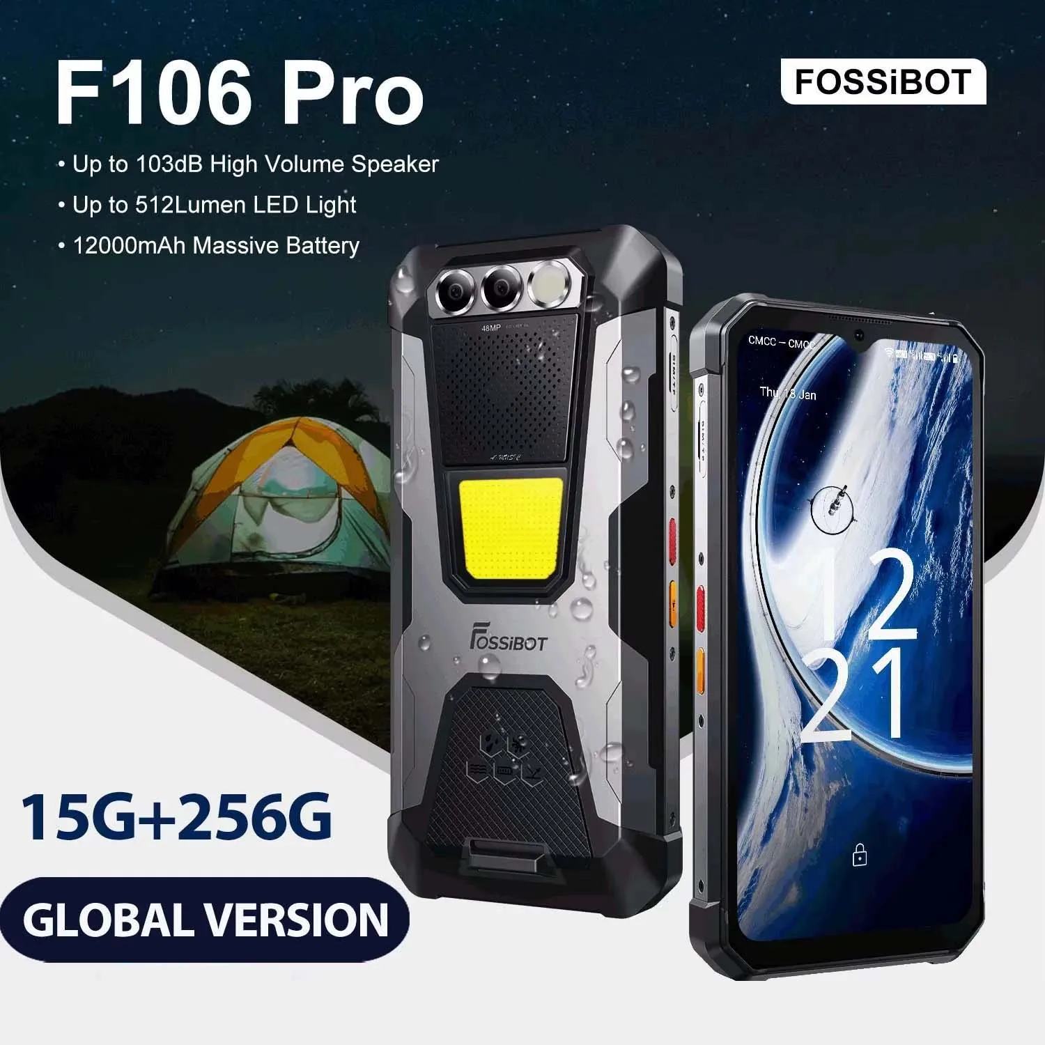 FOSSiBOT-F106PRO Rugged Smartphone, Android 14 Cellphone, 12000mAh