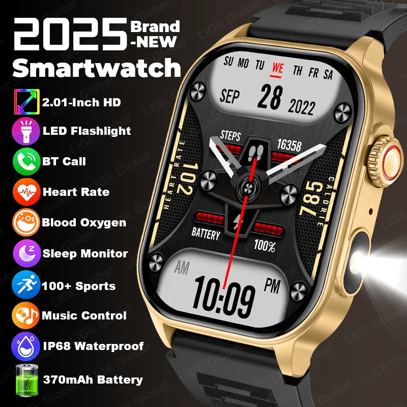 LIGE New Smartwatch Men Women AI Voice Bluetooth Call Health Monitor Sport Fitness Watches 2.01” HD Large Screen Smart_voghion.com