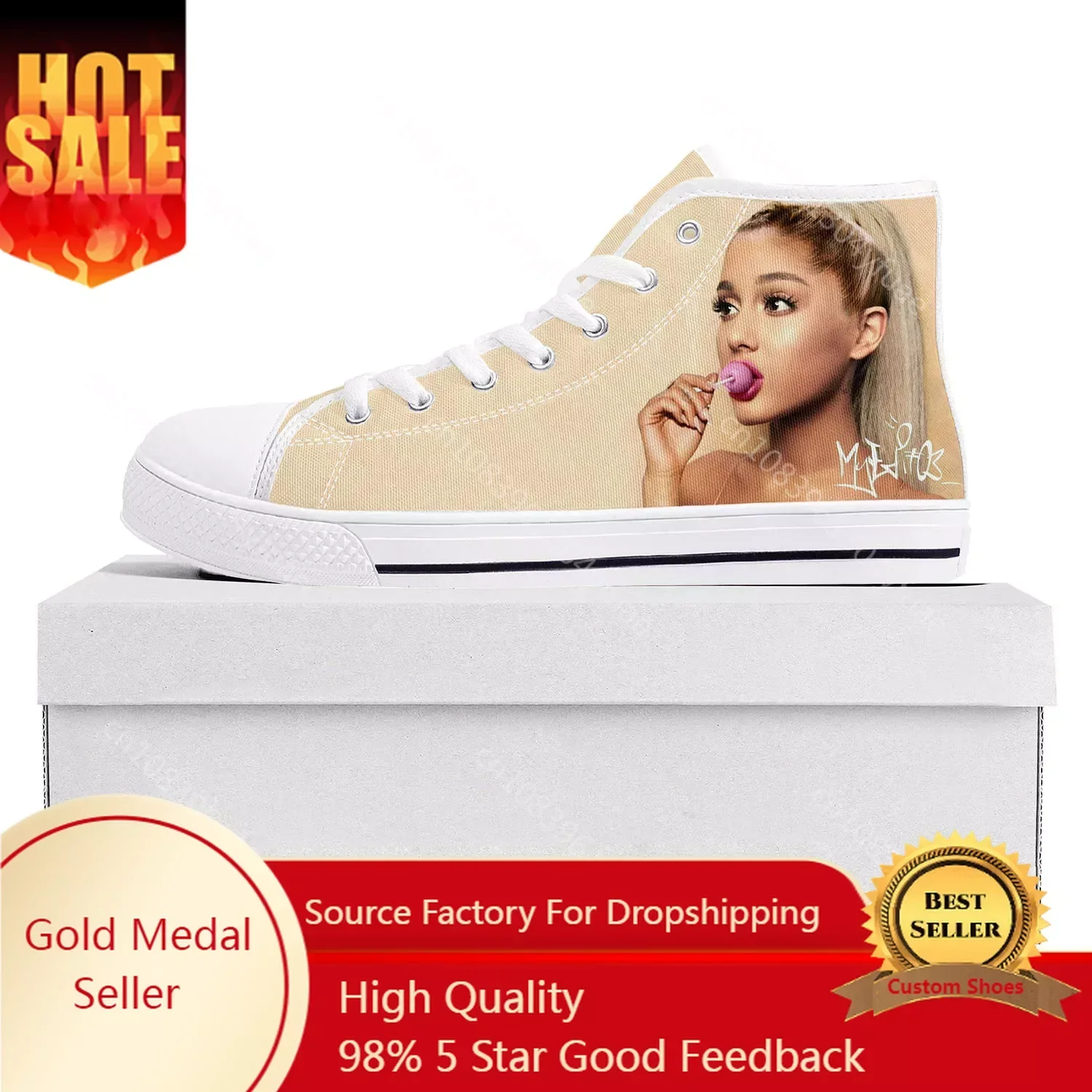 A-Ariana Singer Pop Yes, And High Top Sneakers Mens Womens Teenager G-Grande High Quality Canvas Sneaker Couple Customized Shoes