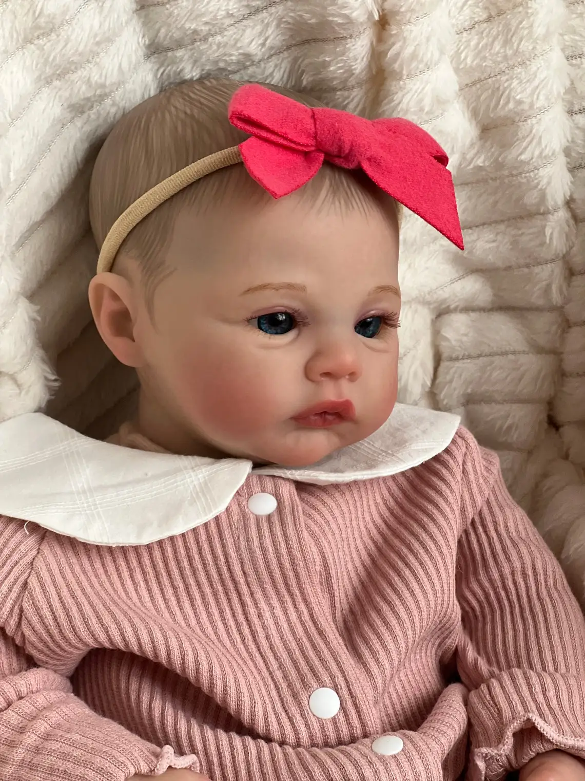 NPK 19 بوصة مرج تولد من جديد دمية طفل الوليد الطفل حجم الصورة الحقيقية اليدوية ثلاثية الأبعاد الجلد رسمت الشعر الأوردة المرئية
