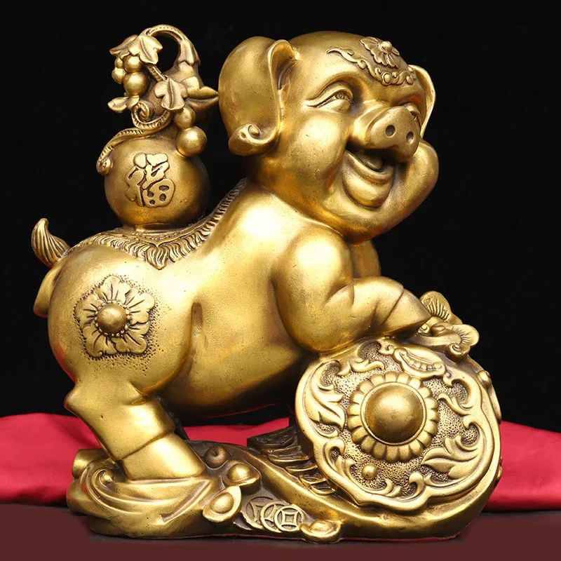 

Guyunzhai Brass Decorations Zodiac Gourd Lucky Pig Copper Crafts Ornaments