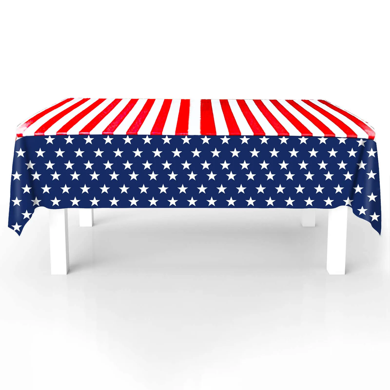 

American Flag Plastic Tablecloth 54x108 inch USA Stars And Stripes Table Cover For Patriotic 4th Of July Party Decorations