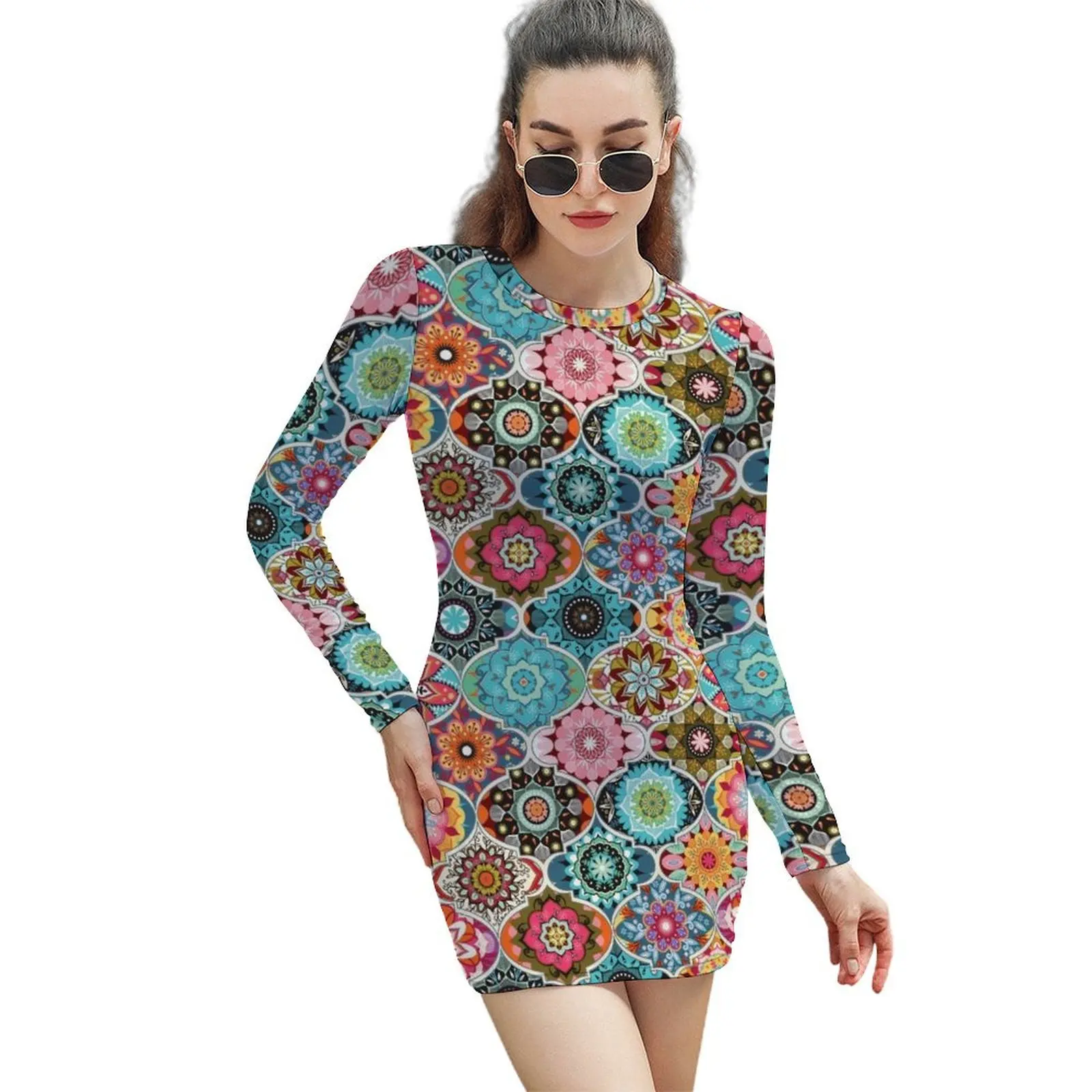

Bohemian summer Long-Sleeved Sheath Dress evening dresses ladies Elegant gowns