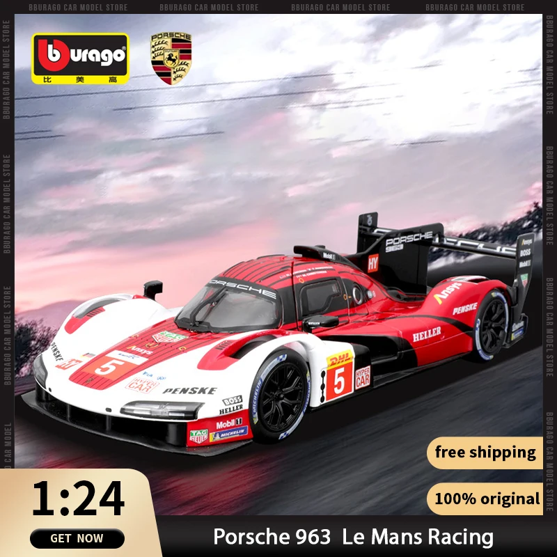 Nuovo Prodotto Bburago In Magazzino 1:24 Porsche 963 Le Mans Racing Diecast Model Car Model Rally Car Alloy Luxury Vehicle Toy Kid Gift