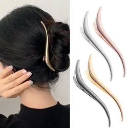 New 2023 Simple Trend Metal Gold Silver Color S Shaped Hair Claw Clips And Pins Buckle Hairpin for Woman Headwear Accessories