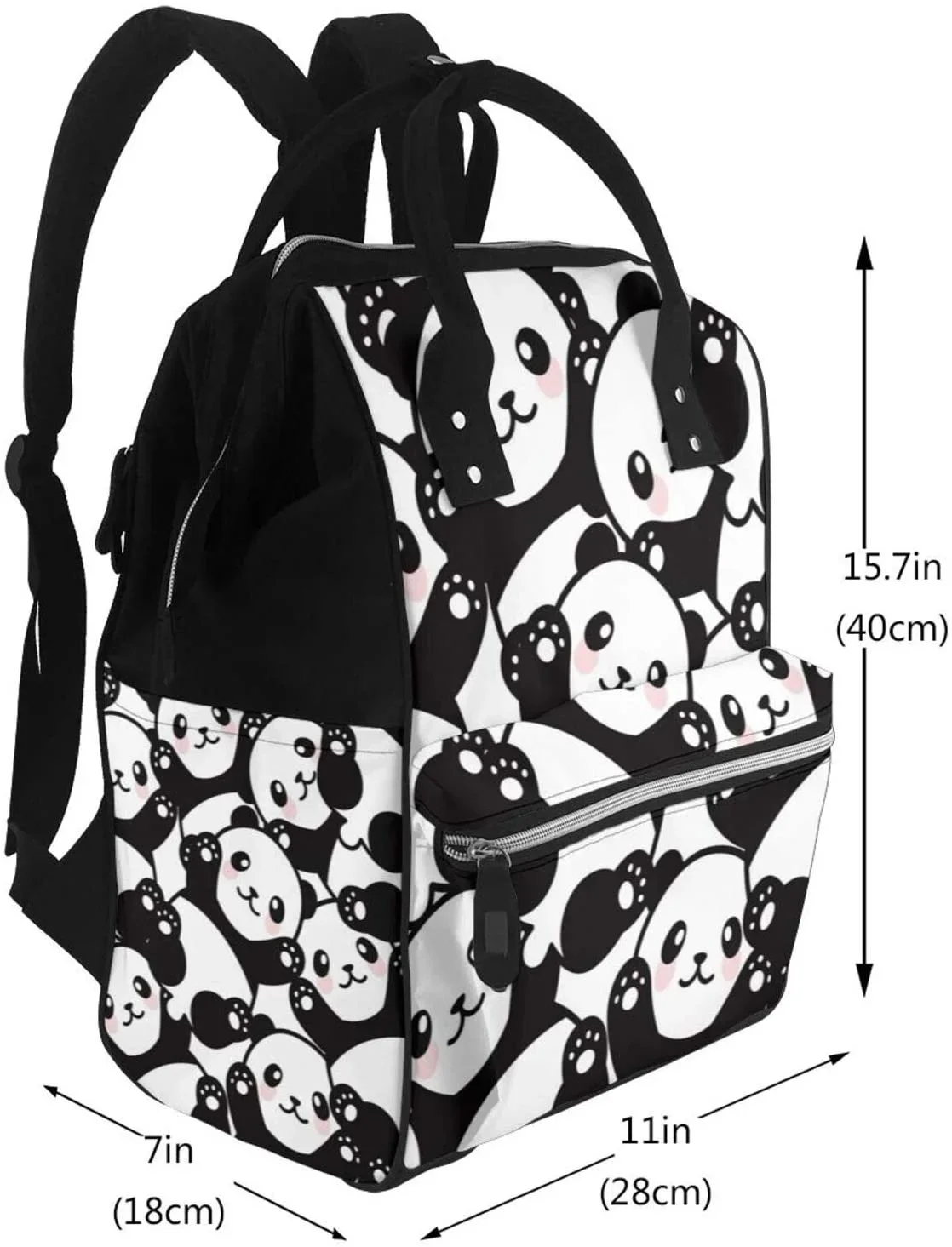 Panda Printed Mummy Backpack Diaper Bag Multi-Function Maternity Nappy Bags, Kid Bag with Laptop Pocket,Stroller Straps
