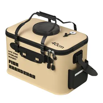 Folding Live Fish Bucket EVA Thickened Fishing Bucket Portable Water Tank Fishing Gear Live Fish Box Fishing Accessories Outdoor 1