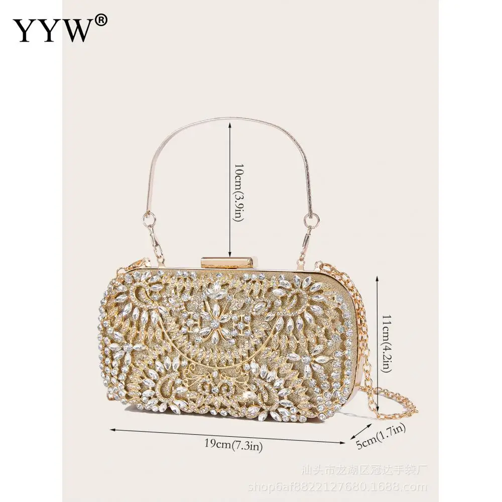 Newest Rhinestone Clutch Purse Luxury Diamond Women Gold Evening Clutches Bags Wedding Bridal Bag Handbags Wallet Shoulder Bag
